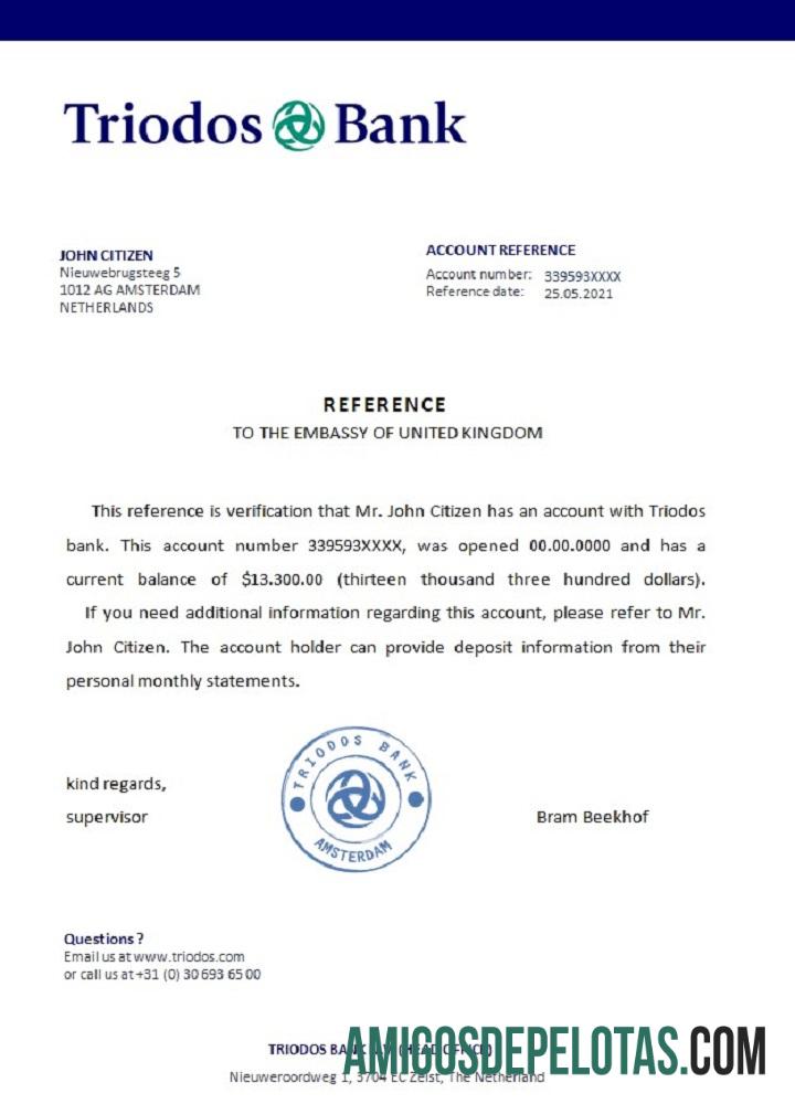 Referência do Banco Triodos da Holanda modelo